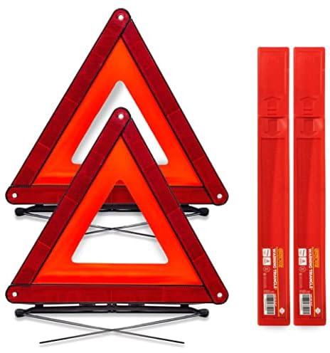 GADLANE Emergency Warning Car Triangle Road Safety Reflective Foldable Fold Up Complied with European Standard ECE R27 (Pack Of 2)