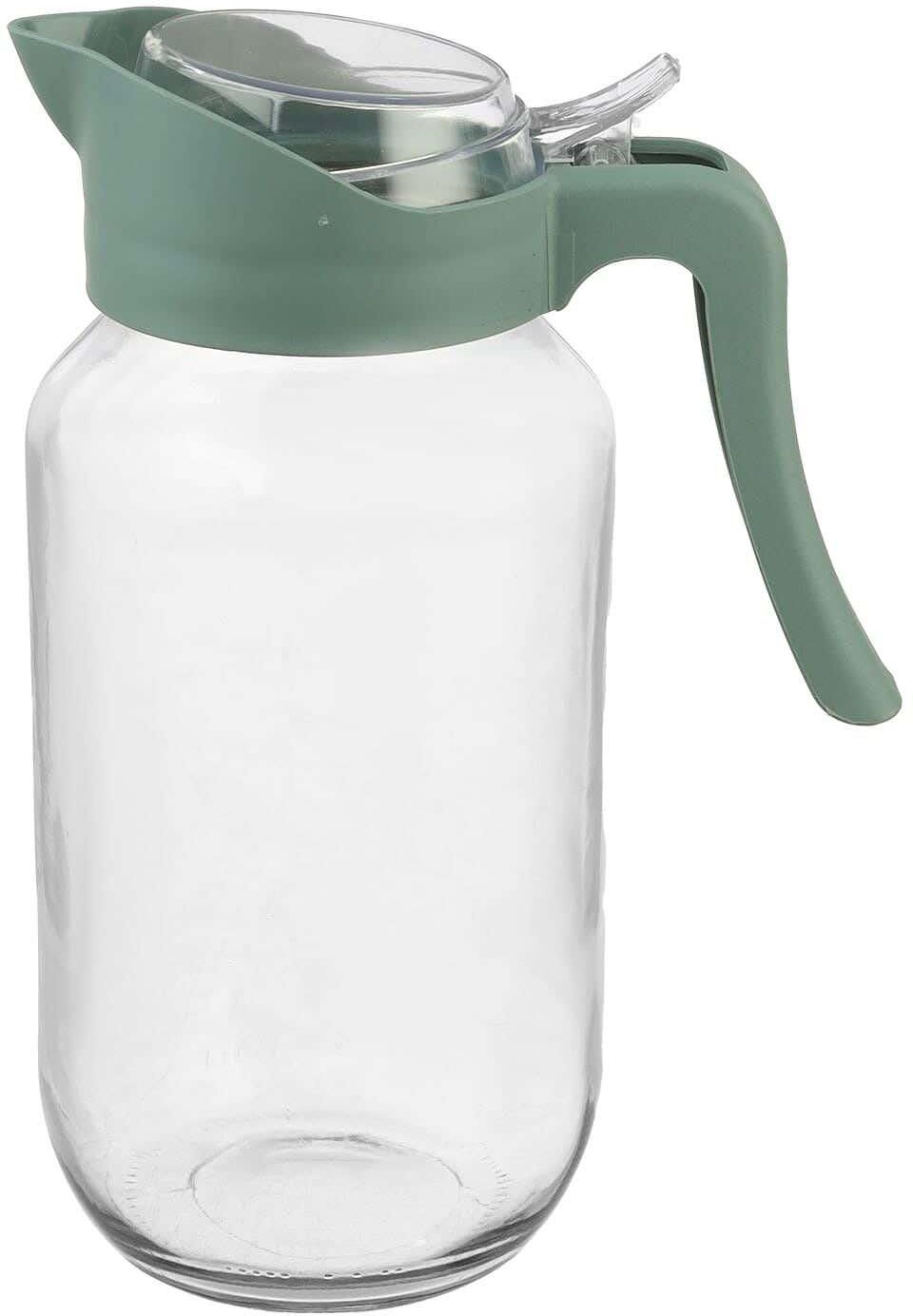 Get Elsedeq Glass Jug With Acrylic Lid, 1.5 Liters - Olive Clear with best offers | Raneen.com