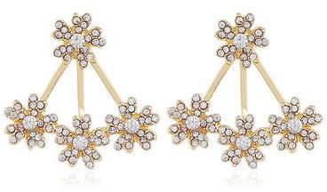 1 Pair of Simple Rhinestone Flower Sweet Drop Earrings