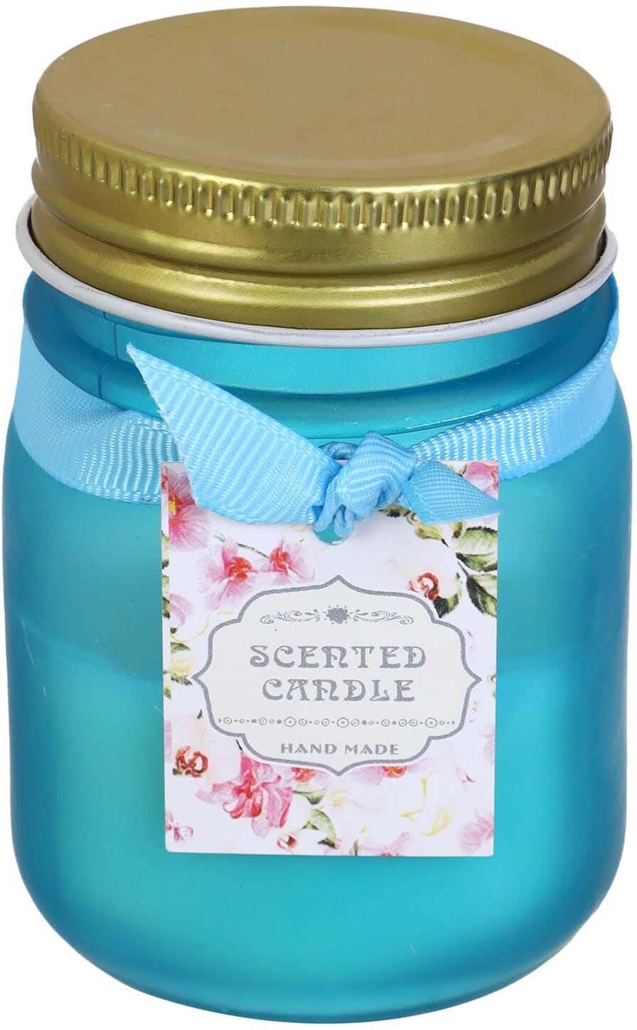 Get Scented Candle In Glass, 5×9 Cm - Light Blue with best offers | Raneen.com