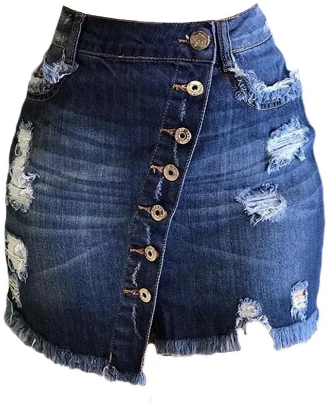2022 Summer New Woman Ripped Denim Button Denim Short Skirt Fashion Sexy Pack Hip Mini Jeans Skirt S-3XL Drop Shipping