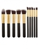 10 Pieces Professional Kabuki Makeup Brush Set -Black