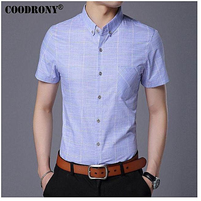OEM Cotton Casual Shirt Men Brand Clothing Summer New Arrival Fashion Plaid Print Short Sleeve Shirt With Pocket S7703
