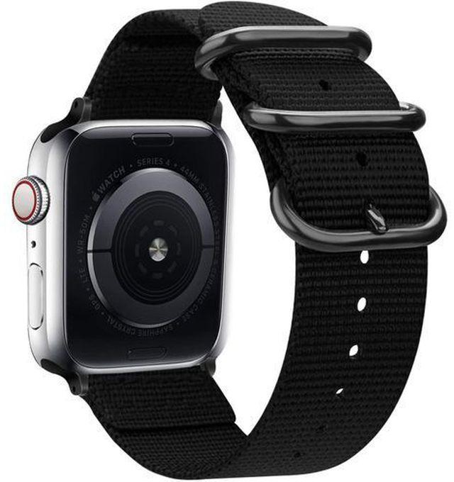 For Apple Watch Series 6 44mm Lightweight Breathable Woven Nylon Sport Wrist Strap - Black