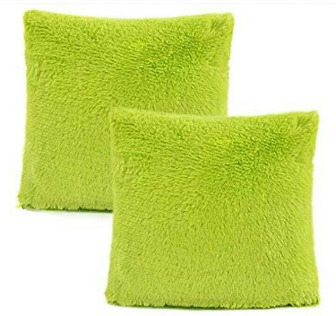 2PC Throw Pillow Fluffy Pillowcases 18'' X 18'' - Green.