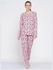 2 Piece Set Printed Nightwear Women Pyjama Set Bright Pink