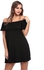 MISSGUIDED DD904363 Bardot Frill Jersey A Line Dress for Women - Black