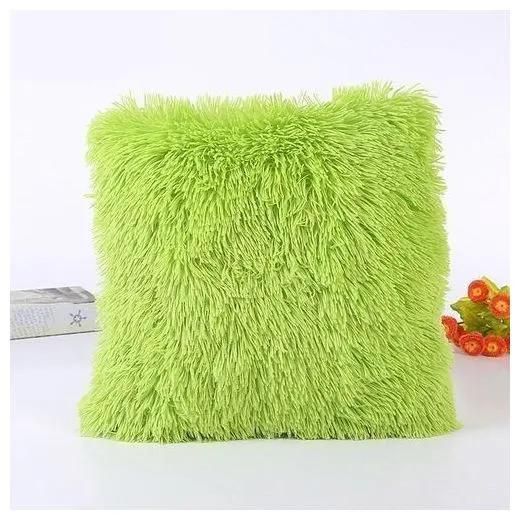 1PC Green Fluffy Throw Pillow Cover - 18'' x 18''