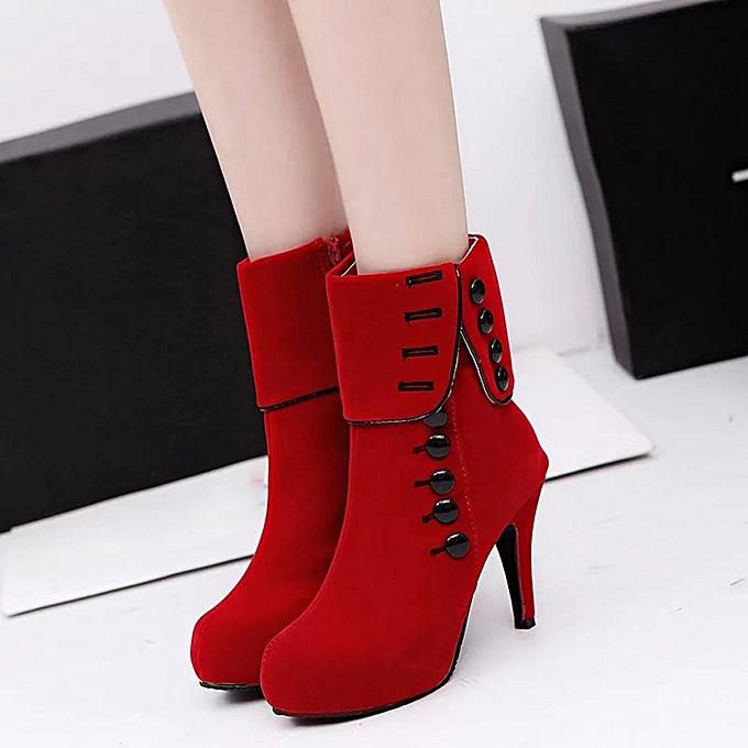 Neworldline Women Ankle Boots High Heels Fashion Red Shoes Platform ...
