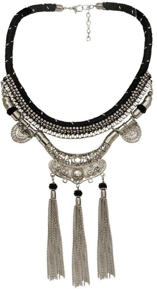 Hand Made Beaded Black & Silver Colored Necklace [ART1014-3831]