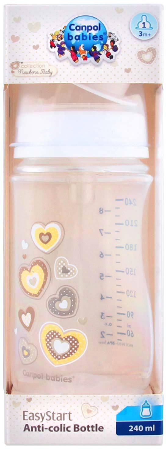 Canpol Wide Neck Baby Bottle - 240 ml - +3 Months - Beige
