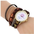 Generic Women Quartz Watch Aeolian Bells Pattern Bracelet Wristwatch Rivet Strap - - BROWN