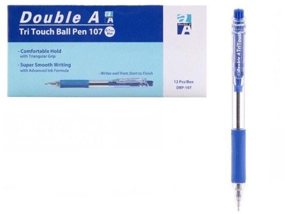 Double A TriTouch Ball Pen 0.7, Blue Color, Pack Of 12 Pcs