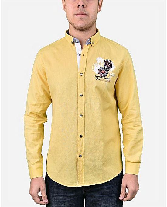 Town Team Chest Logo Long Sleeves Shirt - Yellow
