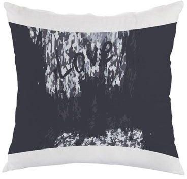 Love Printed Cushion Cover Black/Grey/White 40x40centimeter
