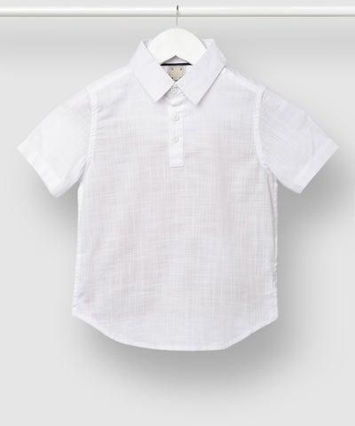 قميص بفتحة رقبة مزودة بياقة وأكمام قصيرة للأولاد كريم