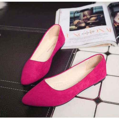 Trendy Suede Flats - Red