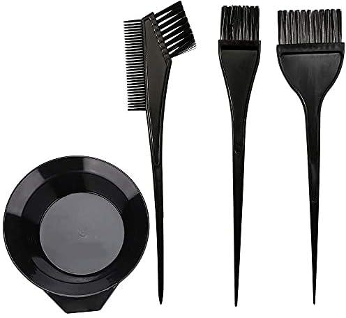 Hebron Hair Dye Color Brush and Bowl Set, 4Pcs Color Bowl Brushes Tool Mixing Bowl Kit Tint Comb for Hair Tint Dying Coloring Applicator