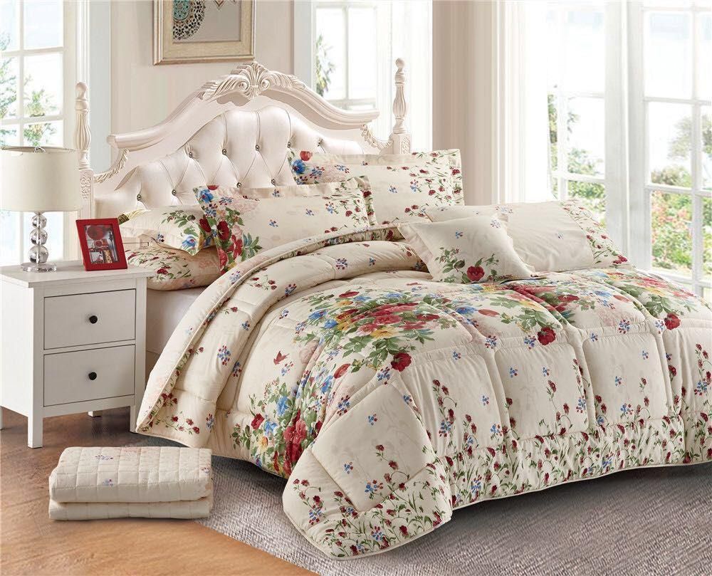 Double/Full Size, Cotton , Floral Pattern, Multi Color - Bedding Sets