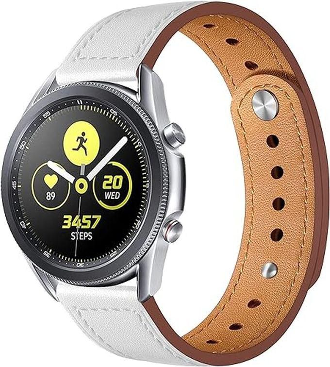 22mm Genuine Leather Band for Samsung Galaxy Watch 3 45mm/Watch 46mm/Gear S3 Classic/Frontier, Stylish Snap Fasteners Adjustable Band for Amazfit Stratos 2/2S/Stratos 3/GTR 3/3 Pro/GTR 4