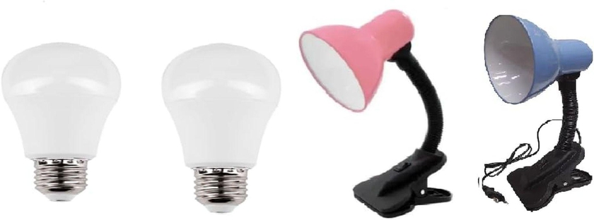 Desk Lamp (blue And Pink) + 2 White Bulbs, 12 Watts