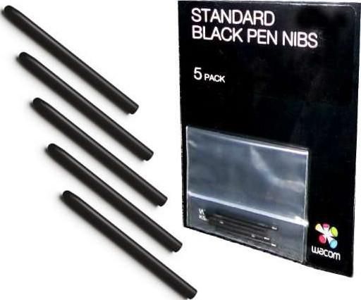 Wacom Standard Nibs for Intuos Cintiq Bamboo Pen (5 pack) - Black | ACK-20001