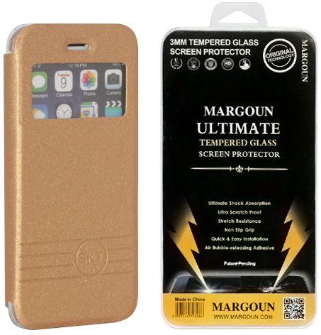 Apple iphone 6 Flip case and Glass Screen protector for Apple iphone 6 - Gold