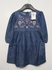 George Girls Blue Floral Embroidered Denim Shirt Dress
