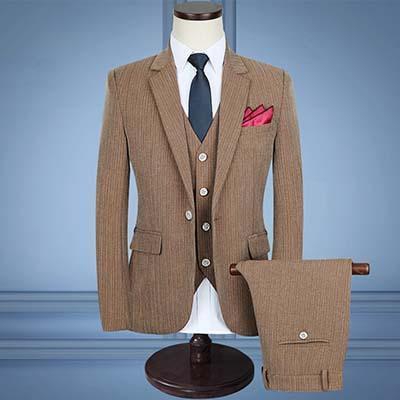 3-Piece Striped Suits Men's Suits Slim Fit 1-Button Suits