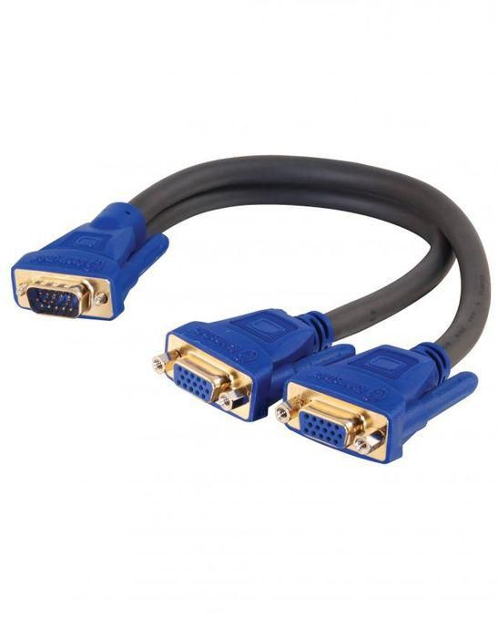 H2G Cablestogo SVGA Monitor Y Splitter Cable 1x HD15m To 2x HD - 0.3 M