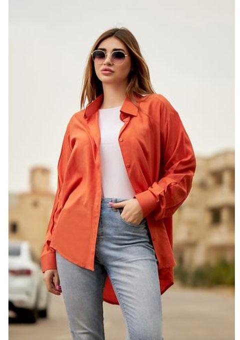 Women Cotton Casual Blouse Orange