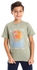 Ted Marchel Boys " Surfing " Printing T-shirt- Heather Light Olive