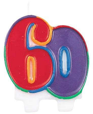 Number 60 Flat Molded Party Candle 2.75inch