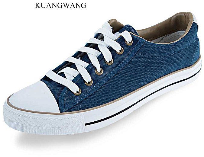 Fashion KUANGWANG Casual Solid Color Lace Up Skid Resistance Canvas Shoes For Male