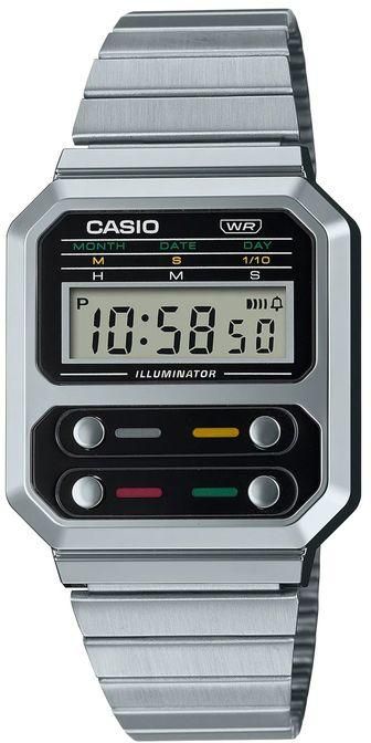 Casio Watch for Unisex A100WE-1ADF Digital Stainless Steel Band Silver