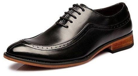 Tauntte Men Point Toe Brogue Shoes Formal Leather Shoes Youth Men Oxfords Shoes (Black) - Intl