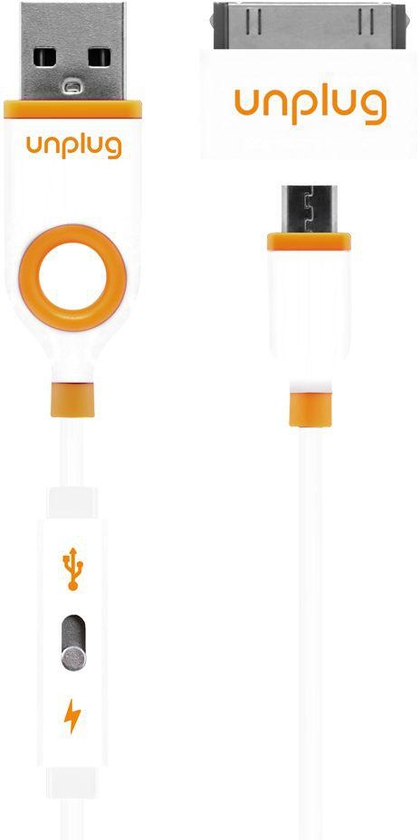 Unplug Universal Data and Charge Cable for Apple 30 Pin and Micro USB Samsung