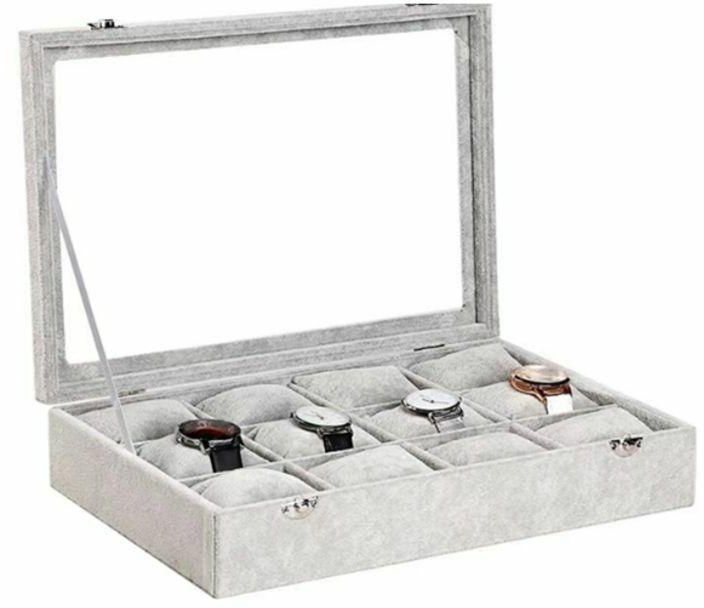 East Lady - Elvet Flannelette Watch And Bracelet Jewelry Box Grey
