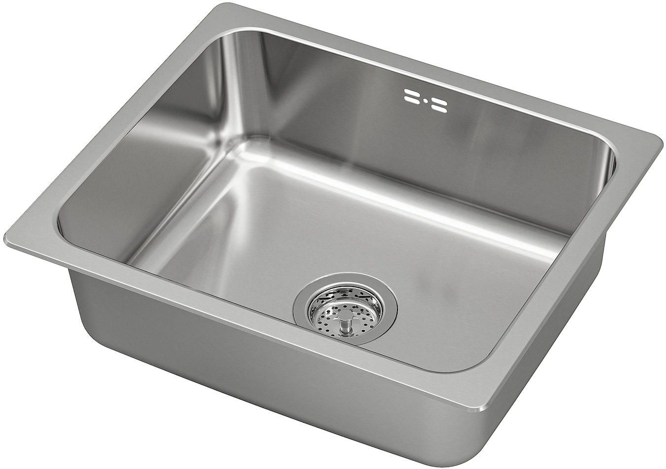 HILLESJÖN Inset sink, 1 bowl - stainless steel 56x46 cm