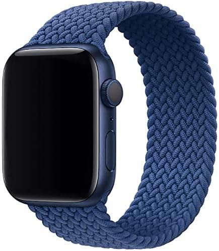 Braided Solo Loop Watch Strap by Green Lion Compatible for Apple Watch 1/2/3/4/5/6/7/8/SE | Ergonomic Design Fit & Comfortable Stretchable Replacement Wrist Band (42/44/45mm, Blue)