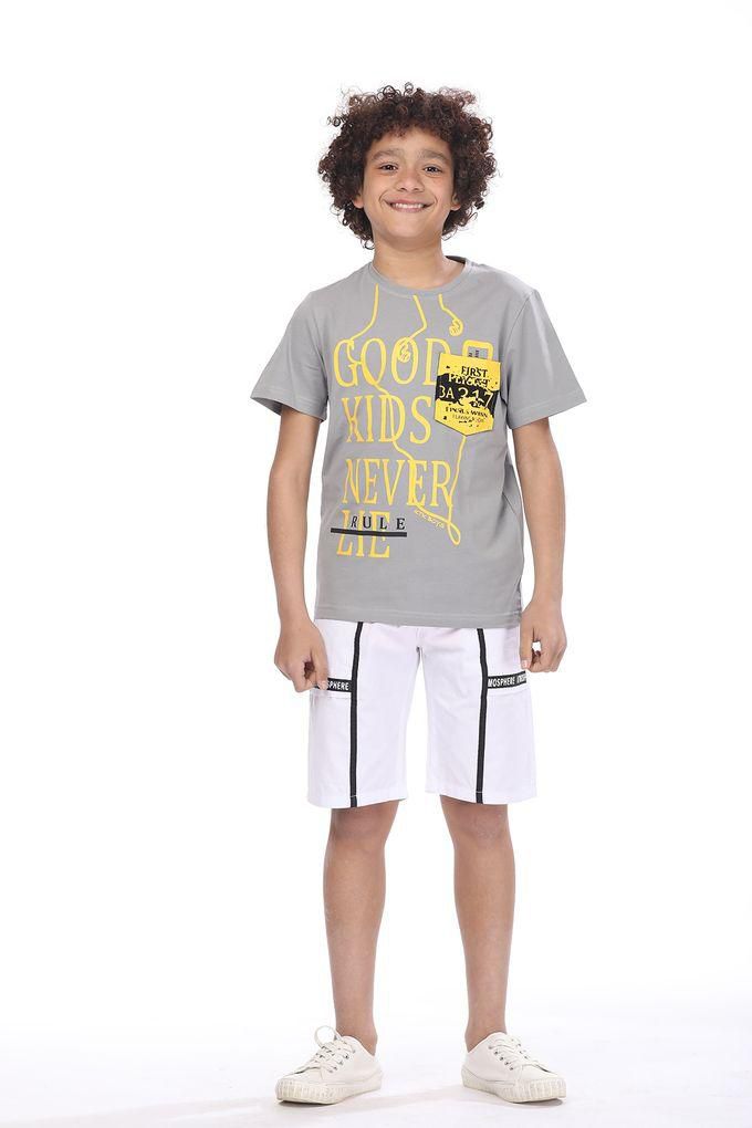 Ktk Casual Dark Gray T-Shirt With Print For Boys