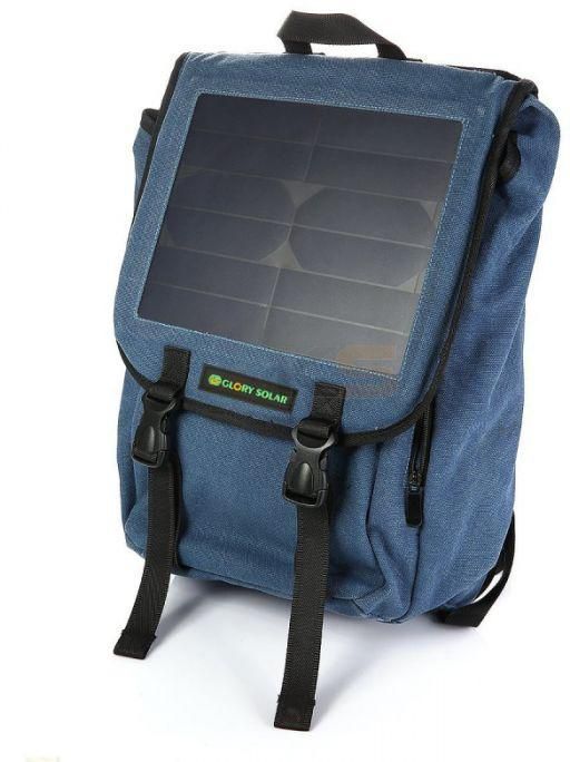 Outdoor Camping Solar Backpack Solar Hiking Bag With Solar Panel Non-removable-Blue