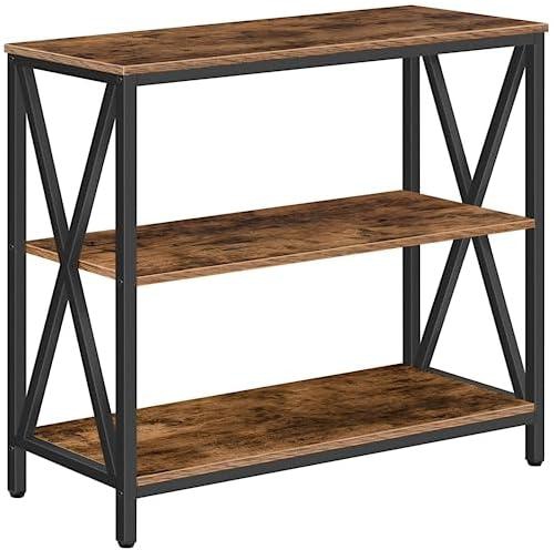 MAHANCRIS Sofa Table, Industrial Console Table, 3-Tier Narrow Side Table with Open Shelves, Foyer Table for Entryway, Hallway, Kitchen, Living Room and Bedroom, Easy Assembly, Rustic Brown, CTHR8001Z