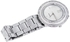 Fashion Dual Circled Crystal Stainless Steel Analog Quartz Elegant Wrist Watch Silver Band & White Dial