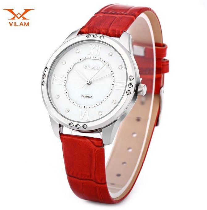 VILAM Women Quartz Watch - Red+White