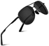 Unisex Polarized Aviator Metal Frame Sports UV 400 Protection Sunglasses (Black)