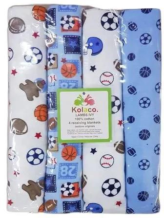 Fashion Kolaco Assorted Cotton Flannel Receiving Blankets - 4 Pcs