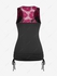 Plus Size Cowl Neck Cinched Rose Lace Tank Top - L | Us 12