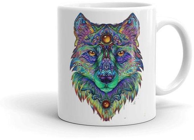 Rainbow Wolf Mug - White