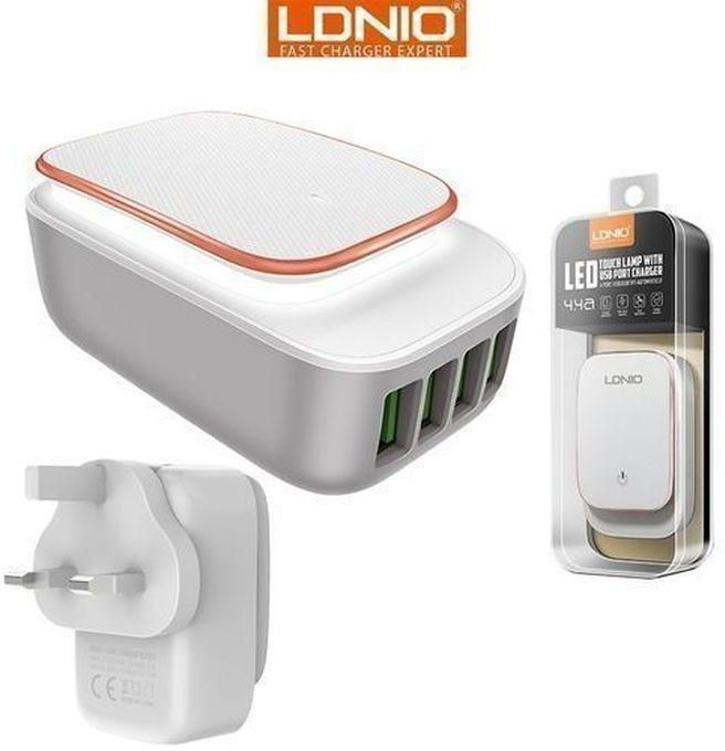 Ldnio 4.4Amps - 4USB Ports Auto ID Charger With LED Touch Lamp